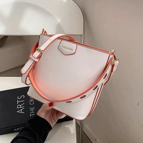 High Quality Women Leather Handbags Sac Solid Bucket Bag Female Messenger Bag Panelled Shoulder Bags Casual Cross Body Women New