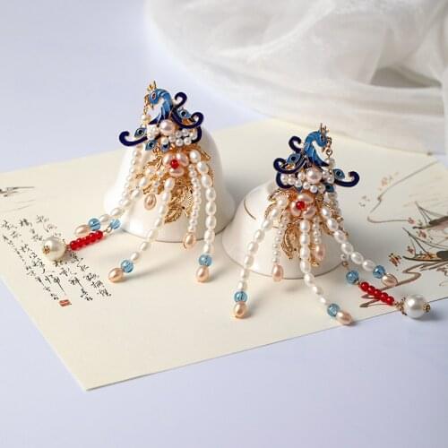 1 PC Ancient Chinese Style Pearls Beads Hairpins Side Clips Hairgrips for Women Girls Hanfu Dress Costume ccessories FORSEVEN