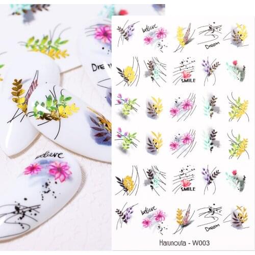 Gold Bronzing Flower Leaf Water Nail Decals Abstract Lady Face Image Nail Art Paper Decor DIY Slider Watermark Transfer Decals