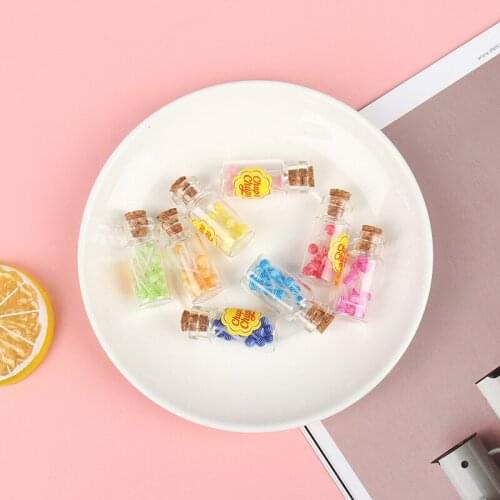 1Bottle 1/12 Dollhouse Miniature Food Dessert Sugar Lollipops With Bottle Candy Toys