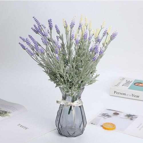 1pc 12 heads Lavender Artificial Flowers Grain Decorative Simulation of Aquatic Plants Home Wedding Party Supplies DIY Vase Deco