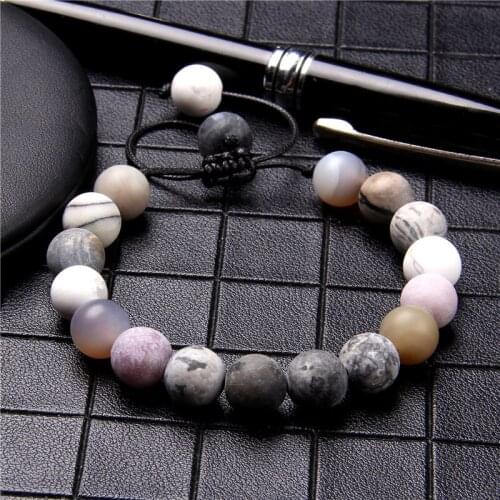 10MM Matte Mixed Color Natural Stone Beads Bracelets Adjustable Rope Braided Bracelet Female Men Women Lovers Romantic Jewelry