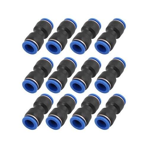 10Pcs 12mm Dia 2 Way Straight Hose Pneumatic Air Quick Fitting Push In Connector