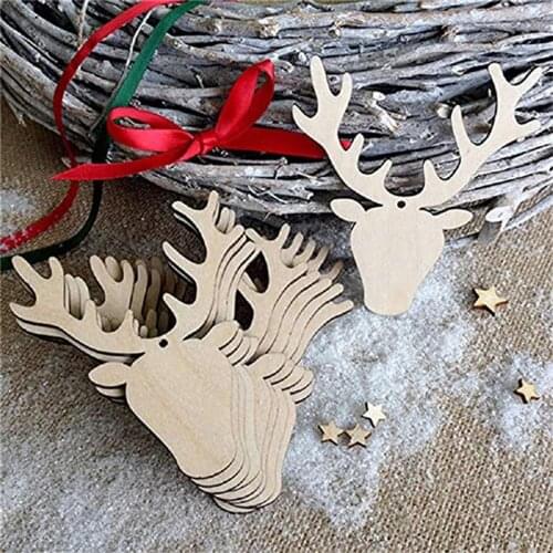 10 Pieces Wooden Christmas Tree Christmas Pendants Stars Angel Snow Gifts Decorations D50