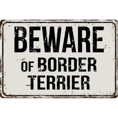 171VS Beware of Border Terrier 8 x 12 Vintage Aluminum Retro Metal Sign