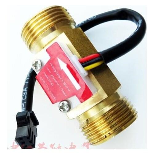 2pcs G3/4 Male Thread Brass Hall Effect Water Flow Sensor Flowmeter 1-30L/Min 60mm Long