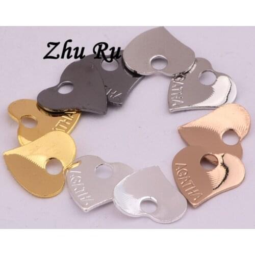 20pcs ZHU RU 10.5*11mm setting accessories rhombus charms Hollow Carving letters love heart pendant charms DIY Handmade
