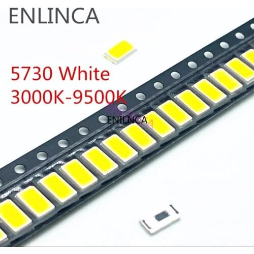 2000Pcs 5730-CW WW 0.5W-150Ma 50-55lm White Light 3000K 4000K 6000K 95000K SMD 5730 5630 LED 5730 diodes 3.2 - 3.4V