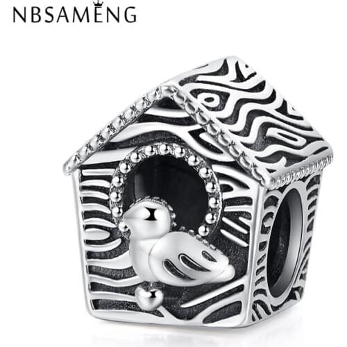 2018 Newest 925 Sterling Silver Sweet Home Spring Bird House Charm Beads Fit Original Bracelets DIY Jewelry Gift