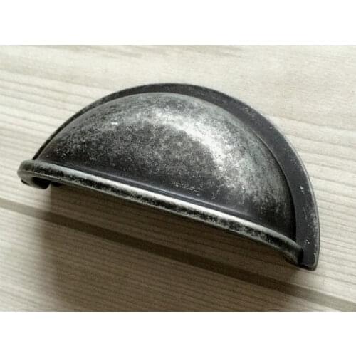 3" Antique Black Silver Drawer Pull Dresser Pulls Knobs Handles Shell Cup Bin Classic Cabinet Door Knob Pulls Kitchen Vintage