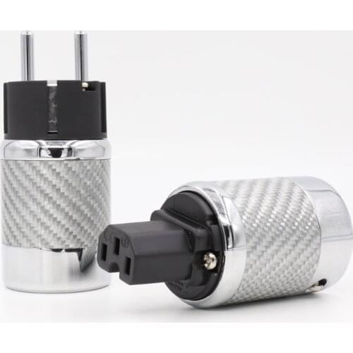 Acrolink style Rhodium plated Carbon EU Schuko Plug FI-E50&FI-50 power plug