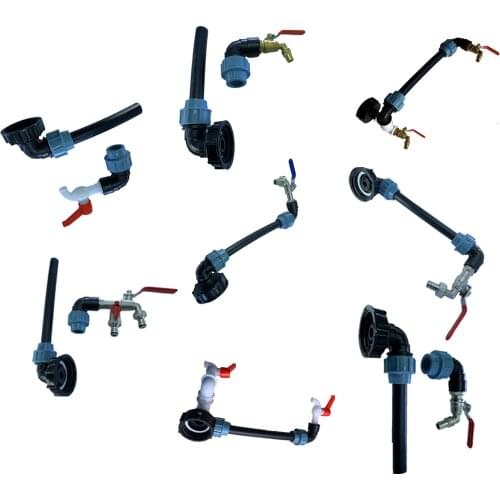 IBC Tank Tap Adapter Thread Faucet with 1 Tube and 2 Curved Connectors Home Irrigation Water Connector