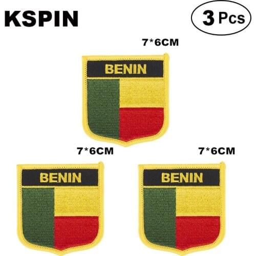 Benin Shiled Shape flag patches national flag patches for Cothing DIY Decoration