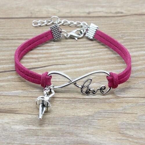 Minimalist Best Friends Friendship Gift Infinity Love ballet Dancer Charm Suede Leather Adjustable Bracelets Women Girl Jewelry