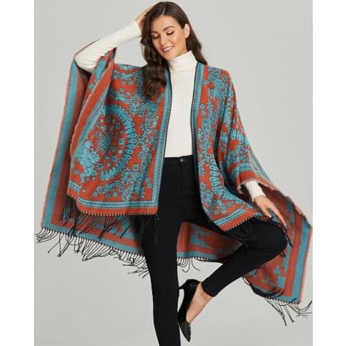 Brand 2021 Women Winter Scarf Warmer Shawl Ladies Vintage Thick Blanket Wrap Cashmere Poncho Capes Female Echarpe Pashmina