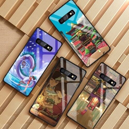 Spirited Away Tempered Glass Phone Case For Samsung Galaxy S8 S9 S10 S20 PLUS J8 J6 J4 2018 NOTE 8 9 10 Cover Shell