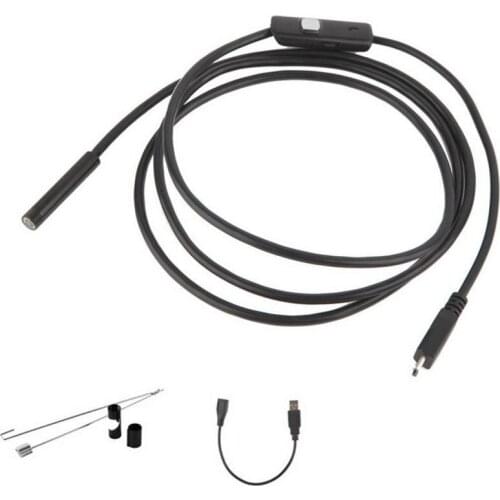 Black 6 LED 7mm Lens Cable Waterproof Mini USB Inspection Borescope Camera For Android Phone Smartphone For PC Inspection Camera