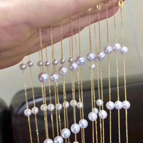 D128 Fine Jewelry 6-7mm 18K Natural Fresh Water White Pearls Pendant Necklaces for Women FIne Pearls Pendants