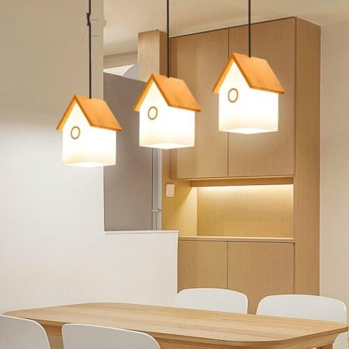 Restaurant chandelier wooden dining room creative three-headed personality home art Nordic lamps