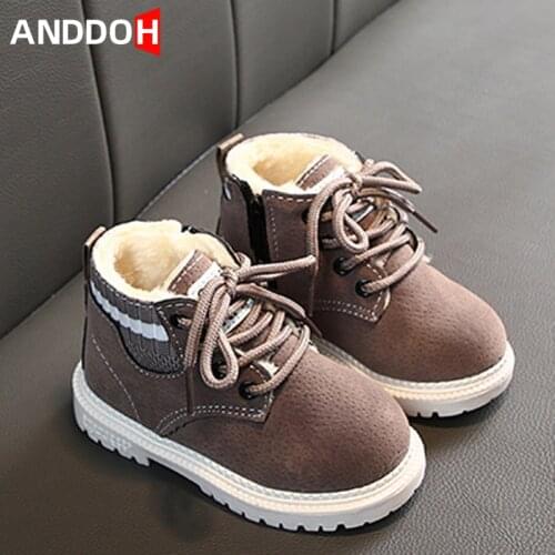 Size 21-30 Boys Girls Children Plus Thickened Cotton Boots Kids Winter Warm Fleece Snow Boot Baby Anti-slip Casual Toddler Shoes