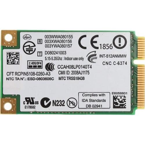 For Link Intel 5100 WIFI 512AN_MMW 300M Mini PCI-E Wireless WLAN Card 2.4/5GHz