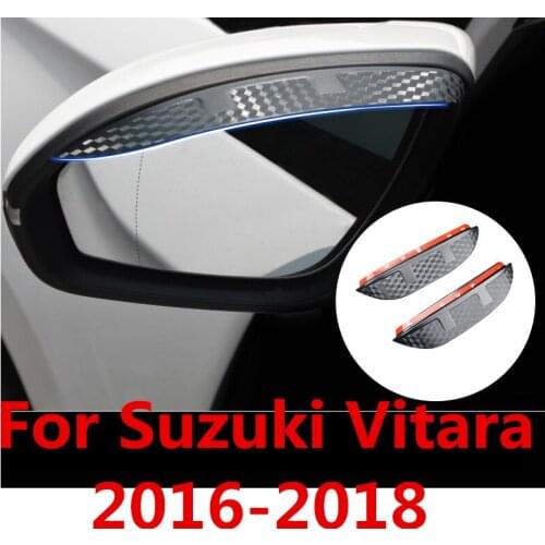 For Suzuki Vitara 2016-2018 Car Styling Carbon rearview mirror rain eyebrow Rainproof Flexible Blade Protector Auto Accessories