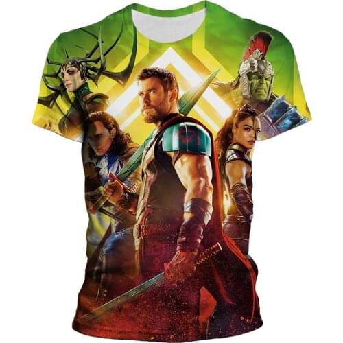 Mens T-shirts Summer Short Sleeve Fashion Harajuku Womens Tee Shirt Marvel Super Hero Thor 3D Printed Cool Children Clothes