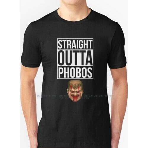 Straight Outta Phobos T Shirt 100% Pure Cotton Doom Doomguy Classic Gaming Classic Games Classic Video Games Video Games Pc
