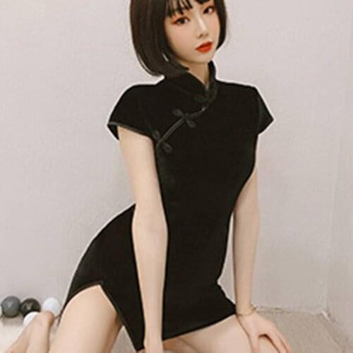 2020 Hot Retro Republican style velvet elegant cheongsam passion sexy side slit uniform temptation show