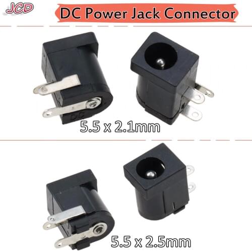 JCD DC-005 Black DC Power Jack Socket Connector DC005 5.5*2.1mm 2.1 Socket Round the Needle 5.5 x 2.5 mm Female DC Power jack