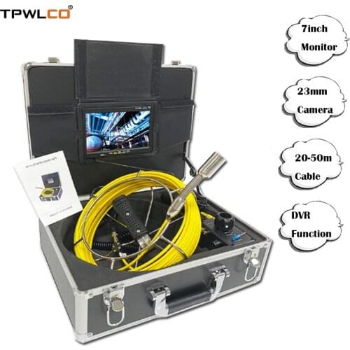 20-50m Cable 23mm Security Camera 7" TFT LCD Display Pipe Endoscope Industrial Camera System With DVR Recording/Sun-visor