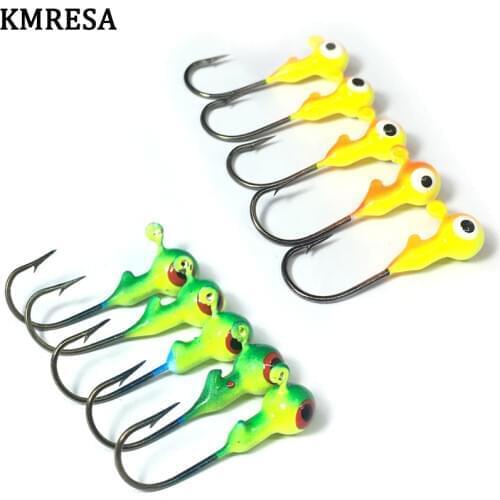 KMRESA 5pcs High quality Carbon Steel Jig Head Lead Head Anzol Hook 1.6G barbed fishing hook carp Fishing hamecons