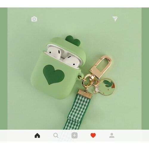 Summer Fresh Color Protective Case for AirPods 1/2 Love Silicone Bluetooth Earphone Charger Box Cover Anti-lost Lanyard Gift