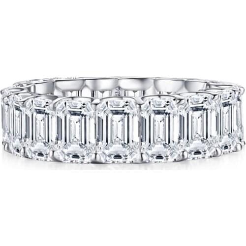 Trendy 100% 925 Sterling Silver Created Anniversary Rings For Women Pass Diamond Test Sparkling Party Jewelry Fine Jewelry Gift