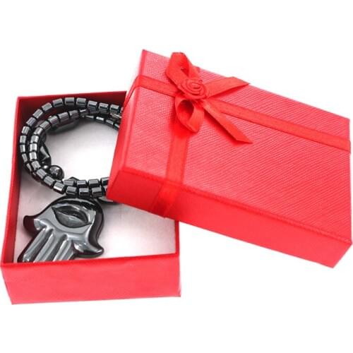 Trendy Black carnelian Fetima Hand Necklace with Gift Box Female Animal Onyx Natural Stone Lucky Hand Pendant Necklaces for Girl