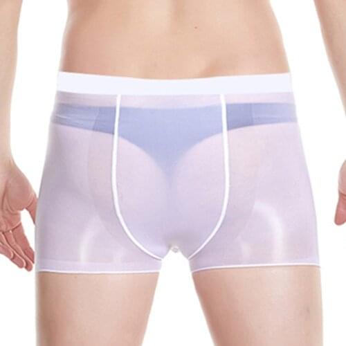 Mens Oily Boxers Elastic Seamless Underwear Mans Swimming Trunks Mans Panties Man U-convex Pantie Sexy Man Transparent Brief