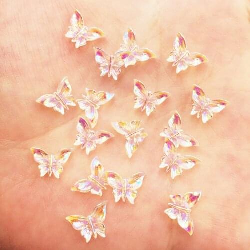 New 50Pcs Mini Shiny Clear AB Crystals Butterfly Nail Art Rhinestone Applique Scrapbook DIY Manicure Accessories Ornaments SJ171