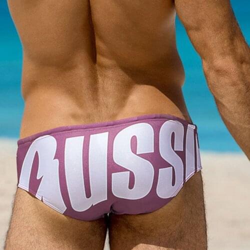 New Mens Swimming Trunks Fashion Letter Printing Triangle Swimwear European American Sexy Low Waist Beach Shorts Summer Surf