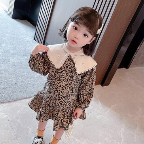 Toddler Girls Dress Leopard Pattern Dress For Girl Casual Style Dress Kids Spring Autumn Kids Costume