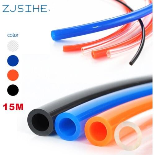 15 meters Pneumatic Pipe Air Hose 4*2.5mm 6*4mm 8*5mm 10*6.5mm 12*8mm 14*10mm 16*12mm For Pu Tube Air Hose Pipe