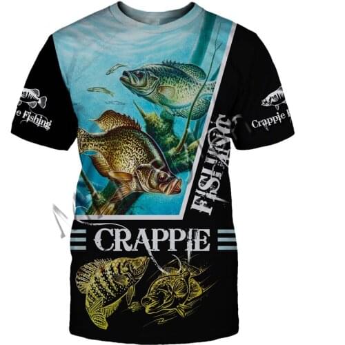 Fashion Animal Crappie Fishing Art Camo Men/Women Leisure O-neck T-shirt 3D Print UnisexStreetwear / T shirts / Tanks Tops S-172