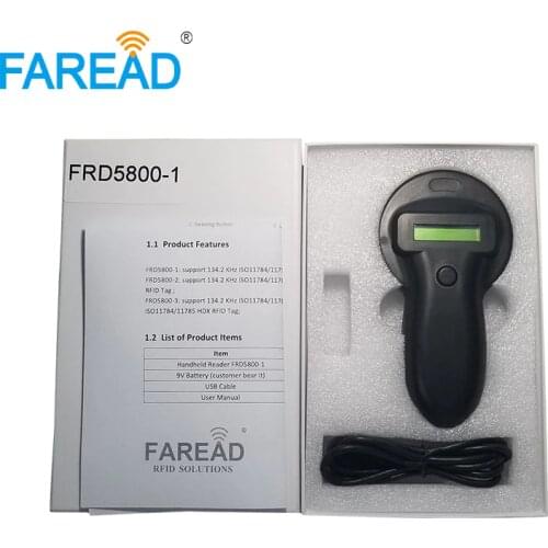 Up to 8000 ID data storage microchip reader FDX-B pet chip track RFID animal dogs scanner + x1pc free sample glass tag for test