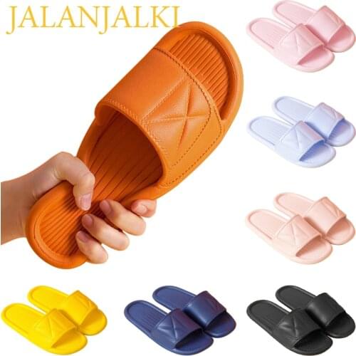 JALANJALKI Women Slippers Candy Color Flexible Men Slippers Non-slip Flat Sole Indoor Sandals Couple Home Shoes Femal Flip-flops