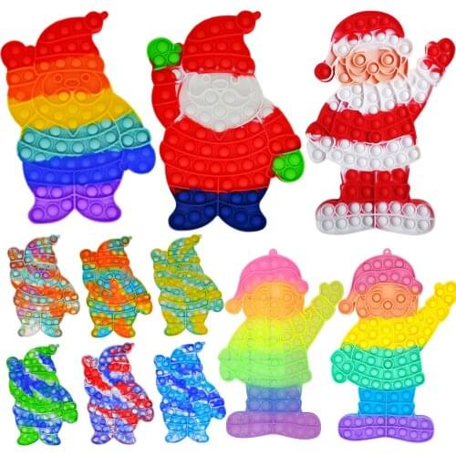 Silicone Large Size Christmas Santa Push Bubble Board Antistress Puzzle Relaxing Reliver Pressure Adult Children Kids Toys