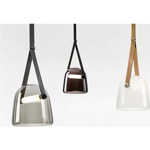 Modern LED Glass Pendant Lights Belt Hanging Lamp Living Room Bedroom Kitchen Chandelier Suspension Luminaire Decor WJ620