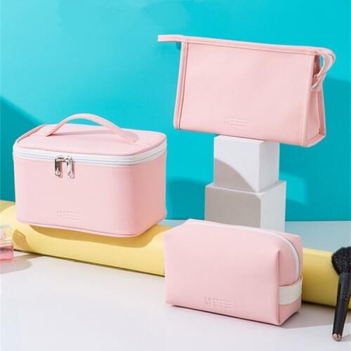 New Women Fashion PU leather Cosmetic Bag Girls Toiletry Make up Organizer Storage Pouch Travel Waterproof Wash Bags Makeup Case
