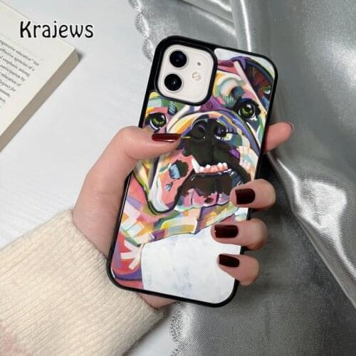 Krajews English Bulldog Hard coque Phone Case for iPhone 12 mini 5 6S 7 8 PLUS X XS XR 11 PRO MAX SE 2020 Back Cover Funda Shell