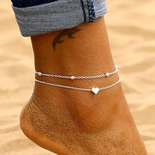 Heart-Shaped Anklet Footwear Fashion New Anklet Female Anklet Bracelet Jewelry Gift