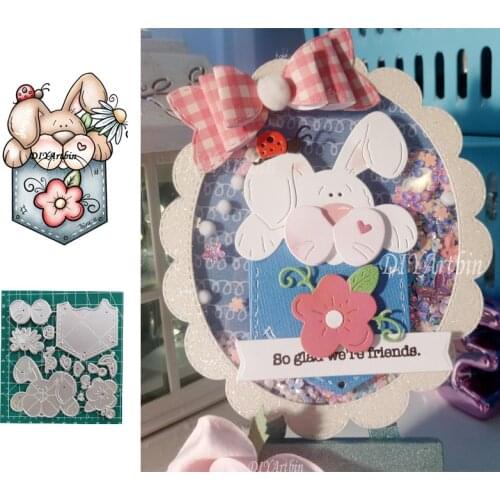 Spring Bear Pocket Metal Cutting Die Stencil Flower Embossing DIY Scrapbooking Card Decoration Craft Dies