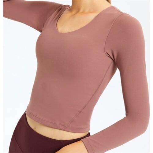 Nepoagym CAMPAIGN Long Sleeve Crop Women Sport Top Shirts with Built In Bra Buttery Soft V Neck Athletic Gym Shirts Sweatshirts